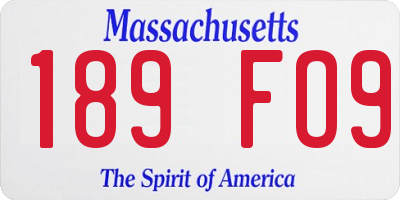 MA license plate 189FO9