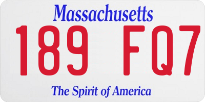 MA license plate 189FQ7
