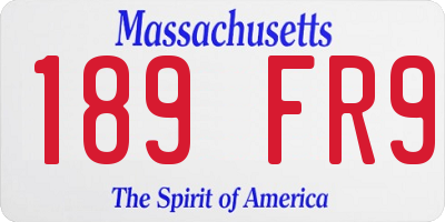 MA license plate 189FR9