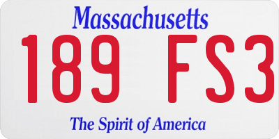 MA license plate 189FS3