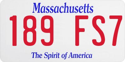 MA license plate 189FS7
