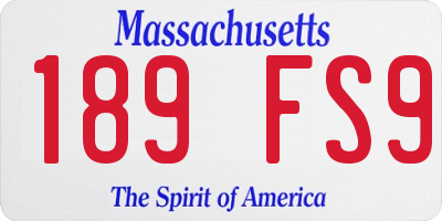 MA license plate 189FS9