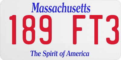 MA license plate 189FT3