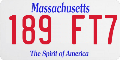 MA license plate 189FT7