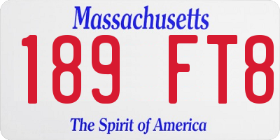 MA license plate 189FT8
