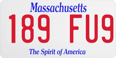 MA license plate 189FU9