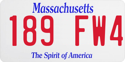 MA license plate 189FW4