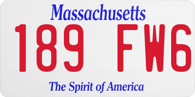 MA license plate 189FW6