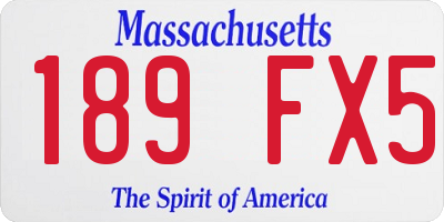 MA license plate 189FX5