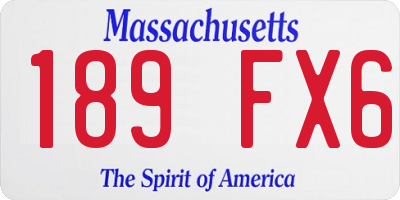 MA license plate 189FX6