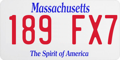 MA license plate 189FX7