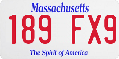 MA license plate 189FX9