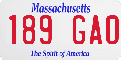 MA license plate 189GA0