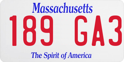 MA license plate 189GA3