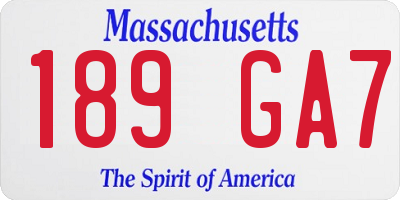 MA license plate 189GA7