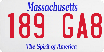 MA license plate 189GA8