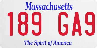MA license plate 189GA9