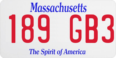 MA license plate 189GB3