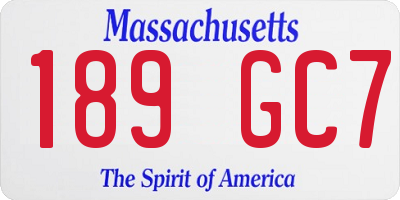 MA license plate 189GC7
