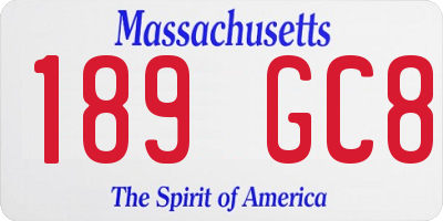 MA license plate 189GC8