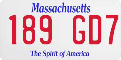 MA license plate 189GD7