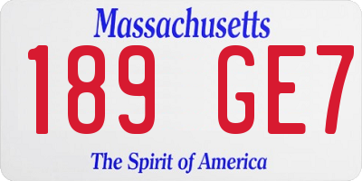 MA license plate 189GE7