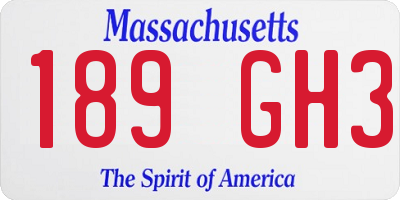 MA license plate 189GH3