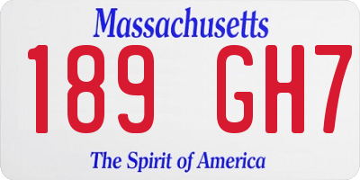 MA license plate 189GH7