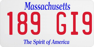 MA license plate 189GI9