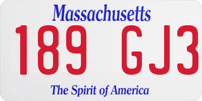 MA license plate 189GJ3