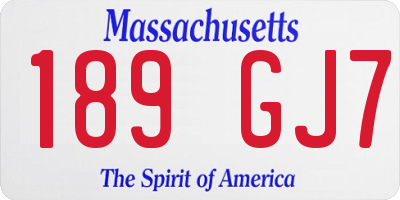 MA license plate 189GJ7