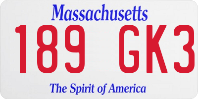 MA license plate 189GK3