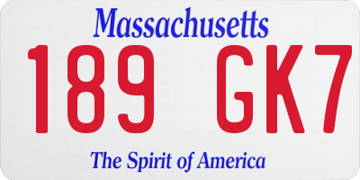 MA license plate 189GK7