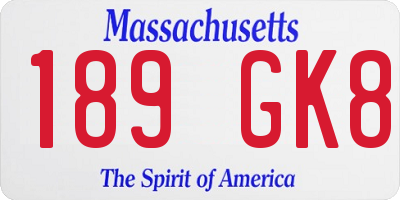 MA license plate 189GK8