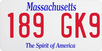 MA license plate 189GK9