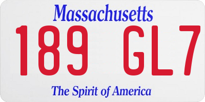 MA license plate 189GL7