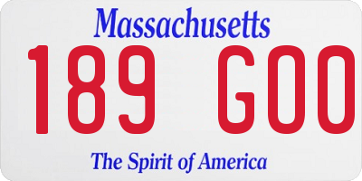 MA license plate 189GO0