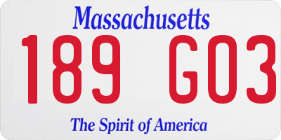 MA license plate 189GO3
