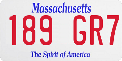 MA license plate 189GR7