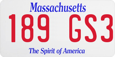 MA license plate 189GS3