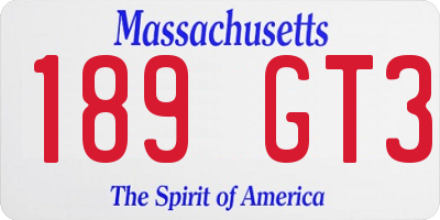 MA license plate 189GT3