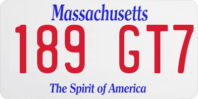 MA license plate 189GT7