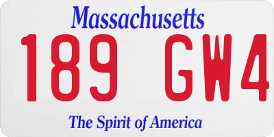 MA license plate 189GW4