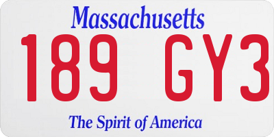 MA license plate 189GY3