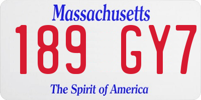 MA license plate 189GY7