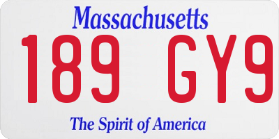 MA license plate 189GY9