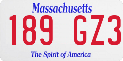 MA license plate 189GZ3