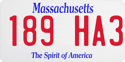 MA license plate 189HA3