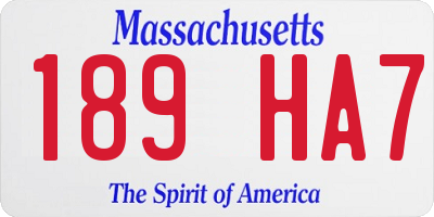 MA license plate 189HA7