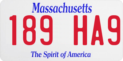 MA license plate 189HA9
